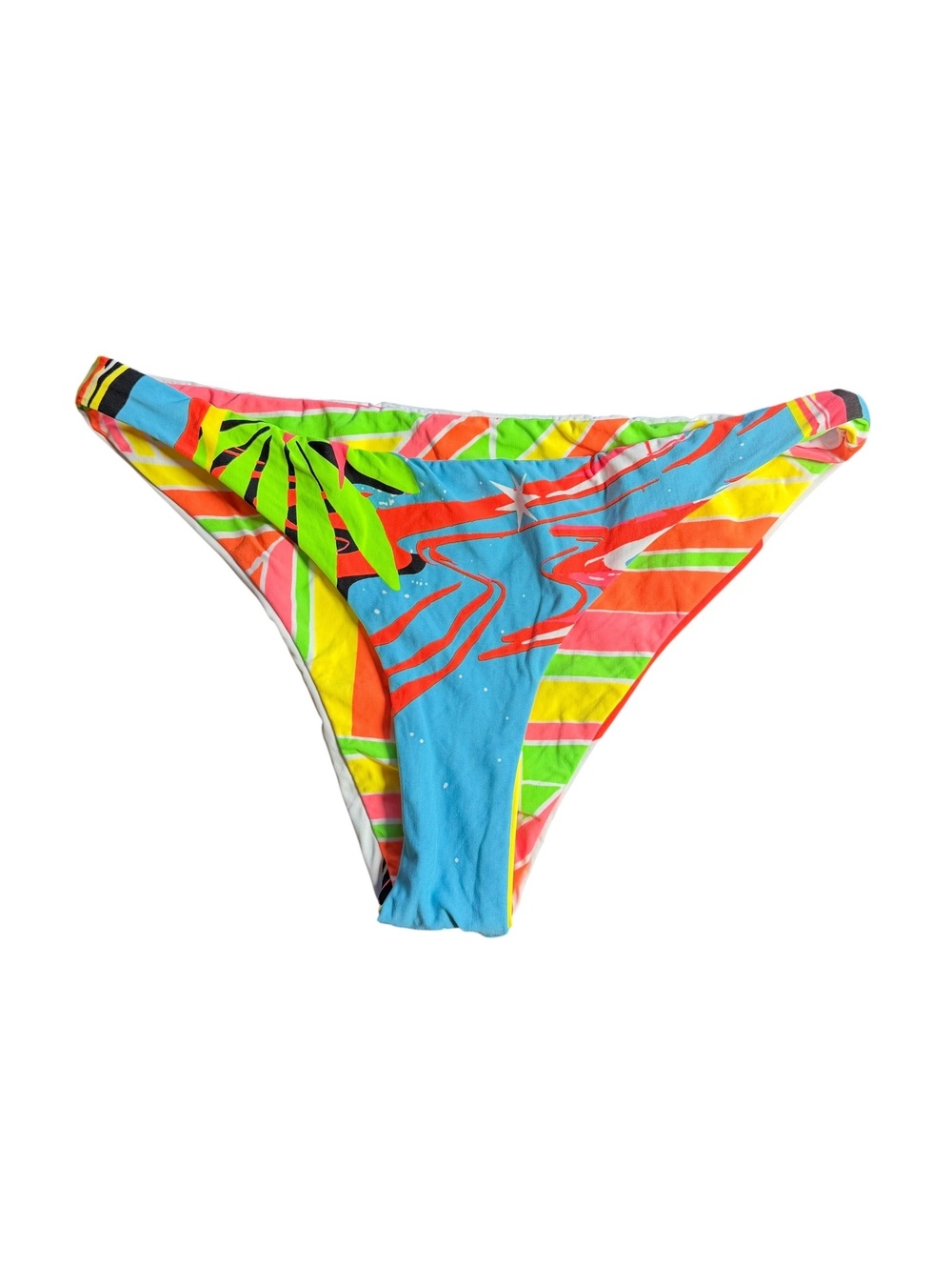 MAAJI reversible hipster white multi / neon colorful bikini bottom size L New